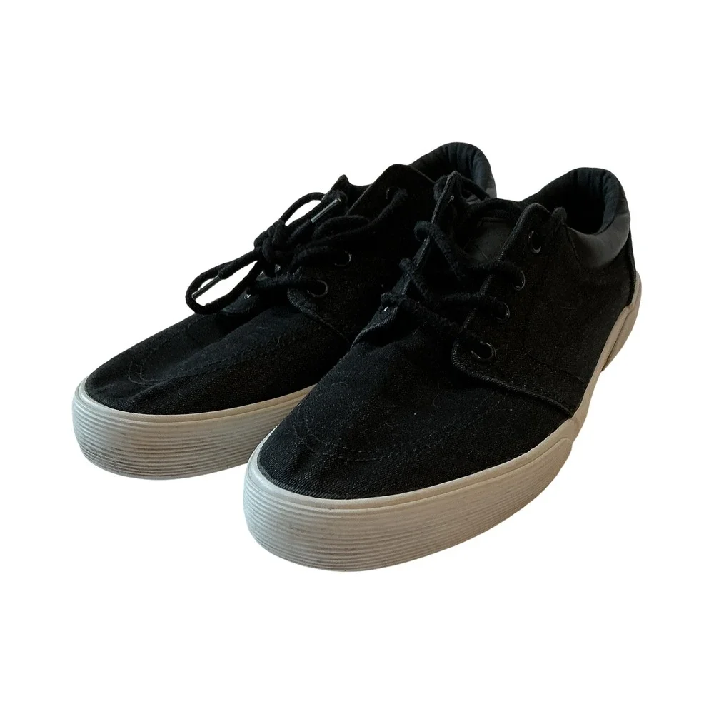 St Johns Bay Bryce Mens 8.5 Black Denim Low‎ Top Sneakers 016-6156 Skate Shoes